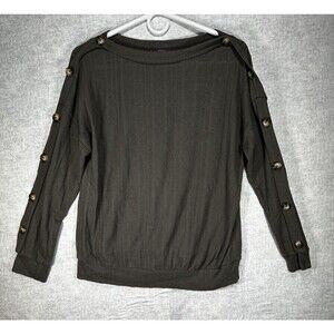 Gyft Womens Pullover Sweater With Accent Buttons Down sleeves Green Size Small